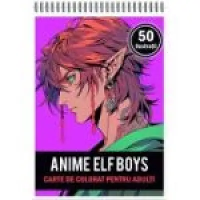 Carte de colorat pentru adulti, 50 de ilustratii, Anime Elf Boys