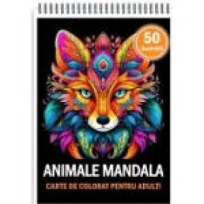 Carte de colorat, 50 de ilustratii, Animale Mandala