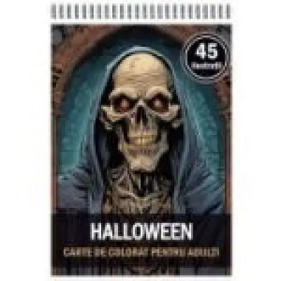 Carte de colorat pentru adulti, 45 de ilustratii, Halloween